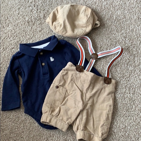 Janie and jack onesie and suspender pant and hat - Picture 3 of 5